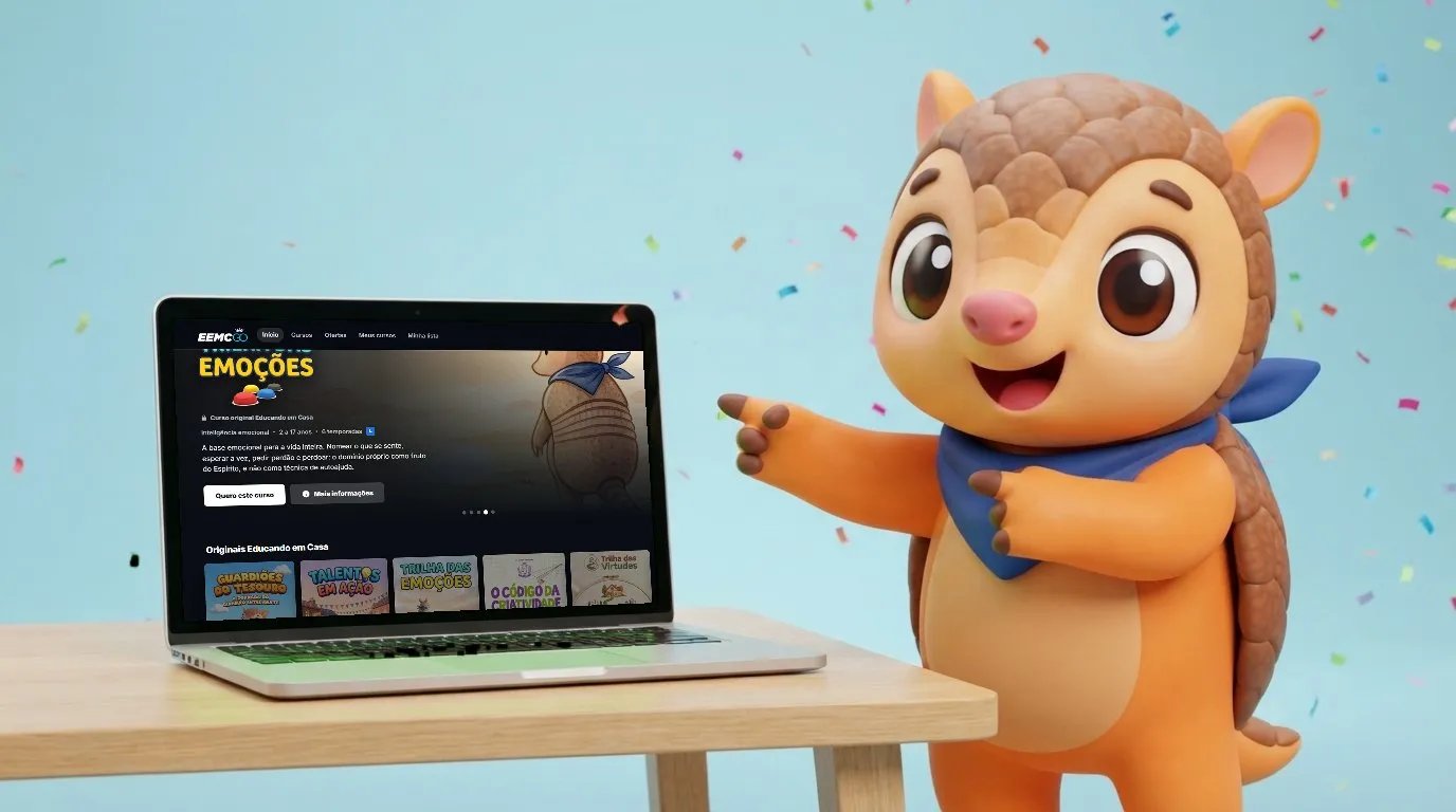 O Tito apontando para um notebook com o EEMC GO aberto na tela